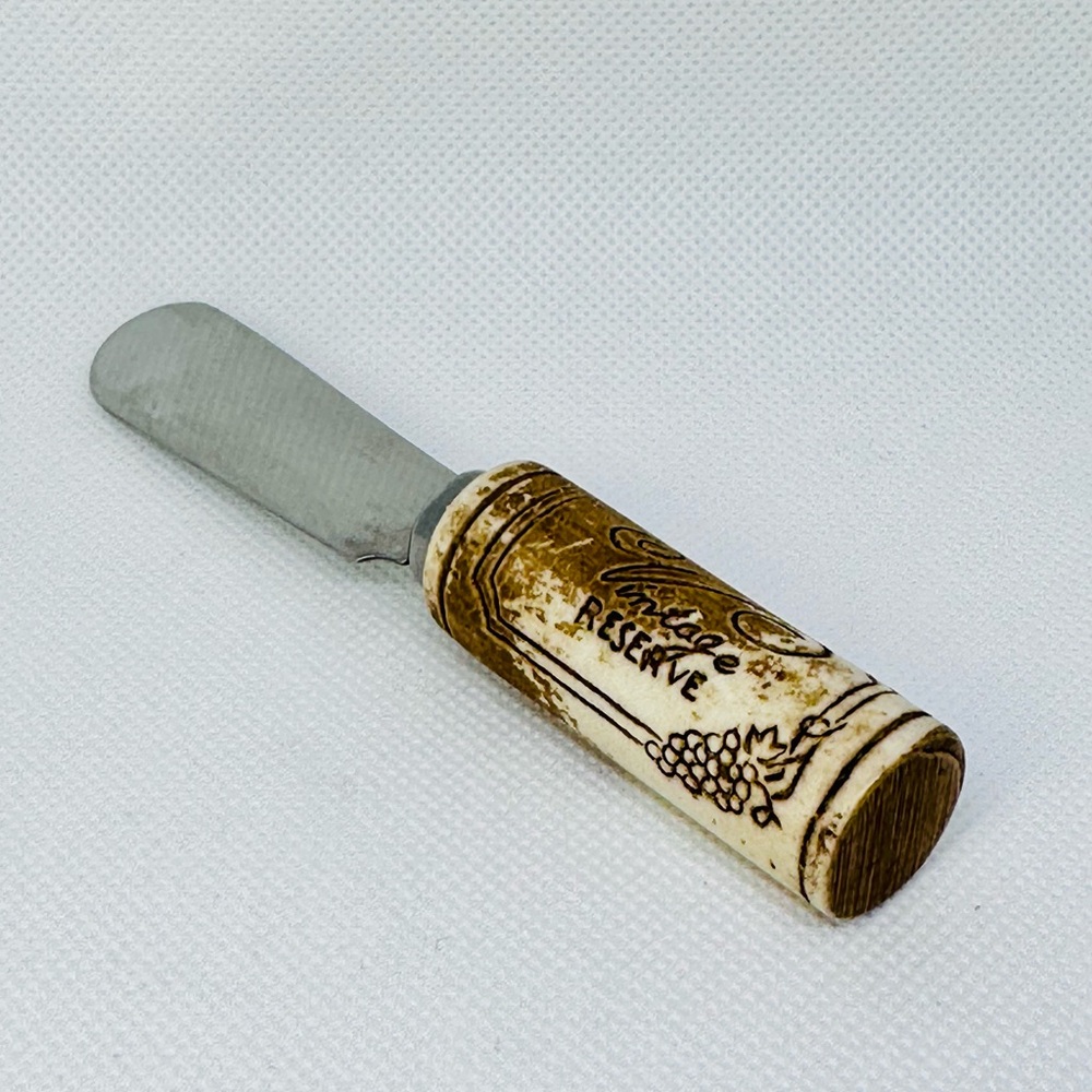 Vintage Kate Aspen Stainless Reserve Cheese Spreader Knife w/Wine Cork Handle